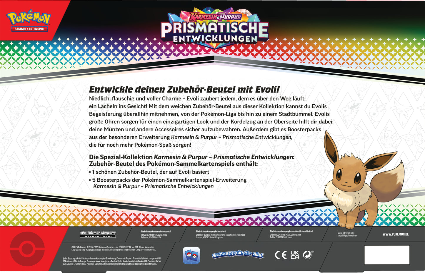 Pokémon Sammelkartenspiel - KP08.5: Prismatische Entwicklungen Zubehör-Beutel Spezial-Kollektion (Deutsch)