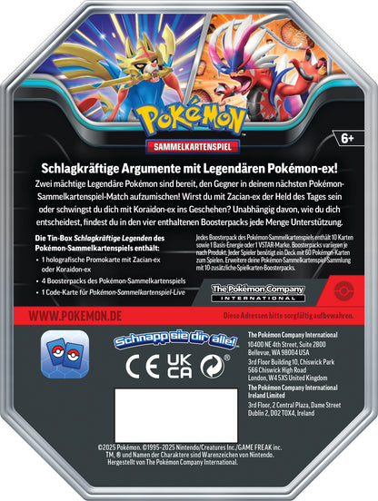Pokémon Sammelkartenspiel - Schlagkräftige Legenden Tin-Box "Koraidon-ex" (Deutsch)