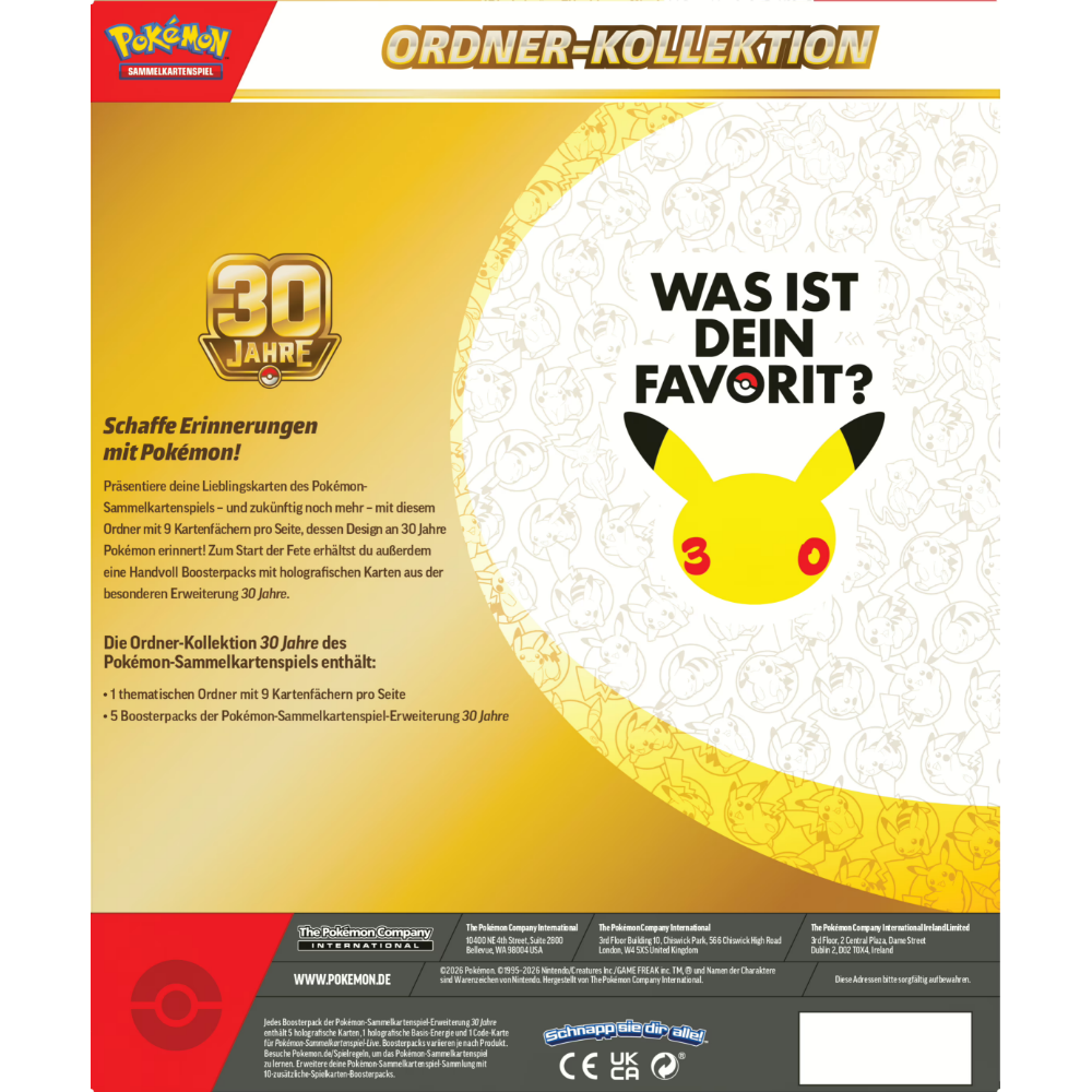 Pokémon Sammelkartenspiel - Pokémon 30 Jahre Ordner Kollektion (Deutsch)
