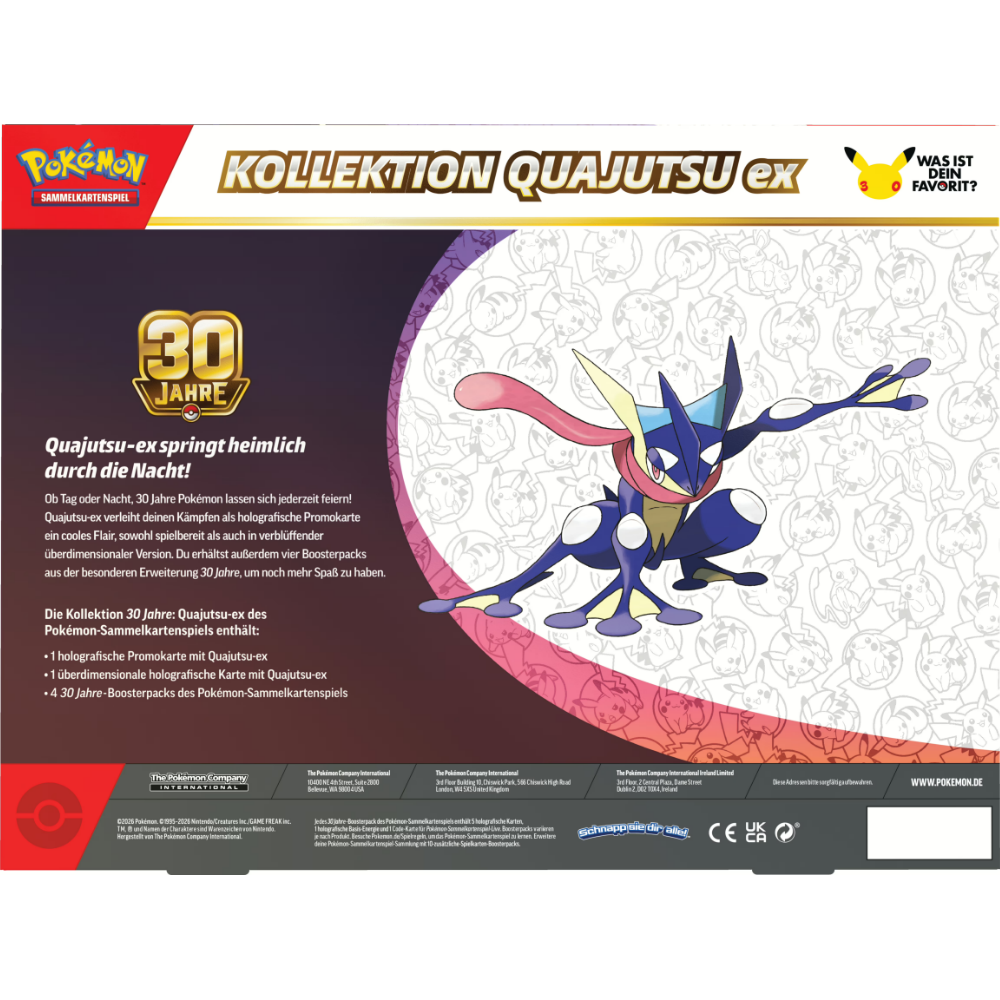 Pokémon Sammelkartenspiel - Pokémon 30 Jahre Quajutsu-ex Kollektion (Deutsch)