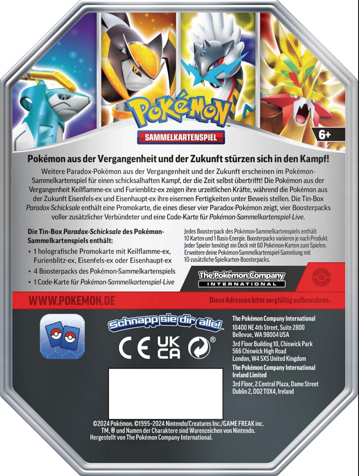 Pokémon Sammelkartenspiel - Paradox-Schicksale Tin-Box "Eisenfels-ex" (Deutsch)